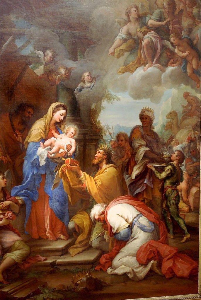 Adoration of the Kings Holy Card + Painting by Giuseppe Chiari (1564 - 1727)