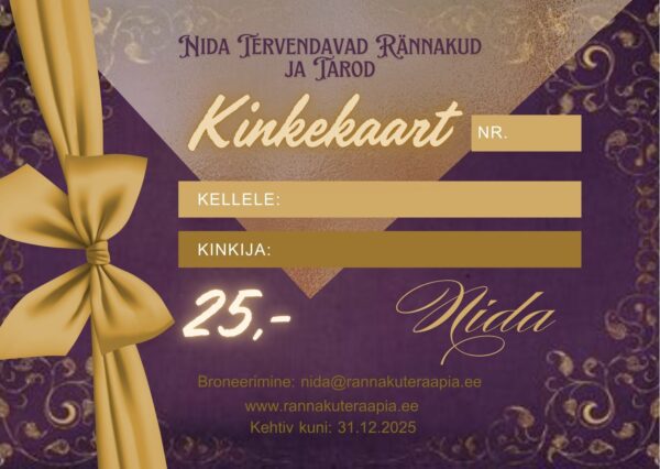 Nida tervendavar rännakud; kinkekaart