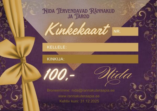 Nida Tervendavad Rännakud Kinkekaart 100